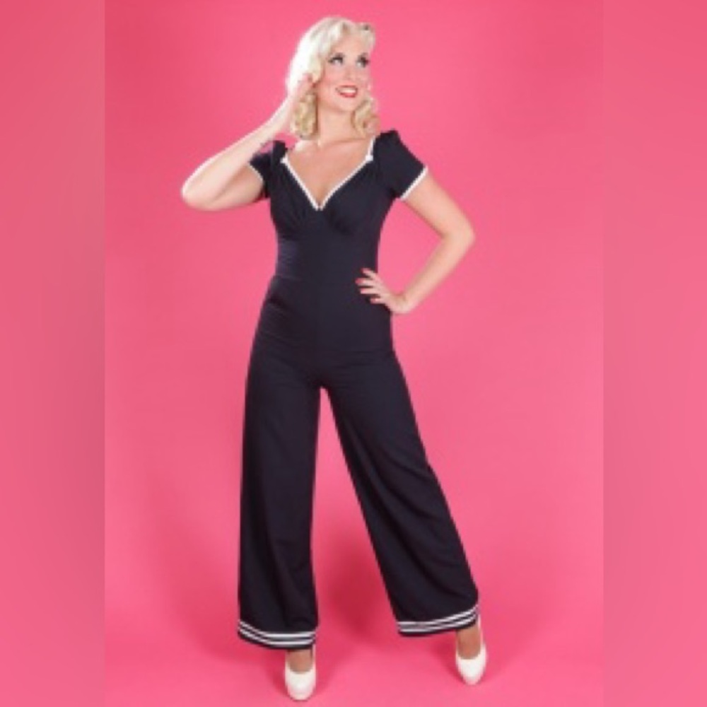 Miss Candyfloss sailor jumpsuit with white belt size xl  04-58